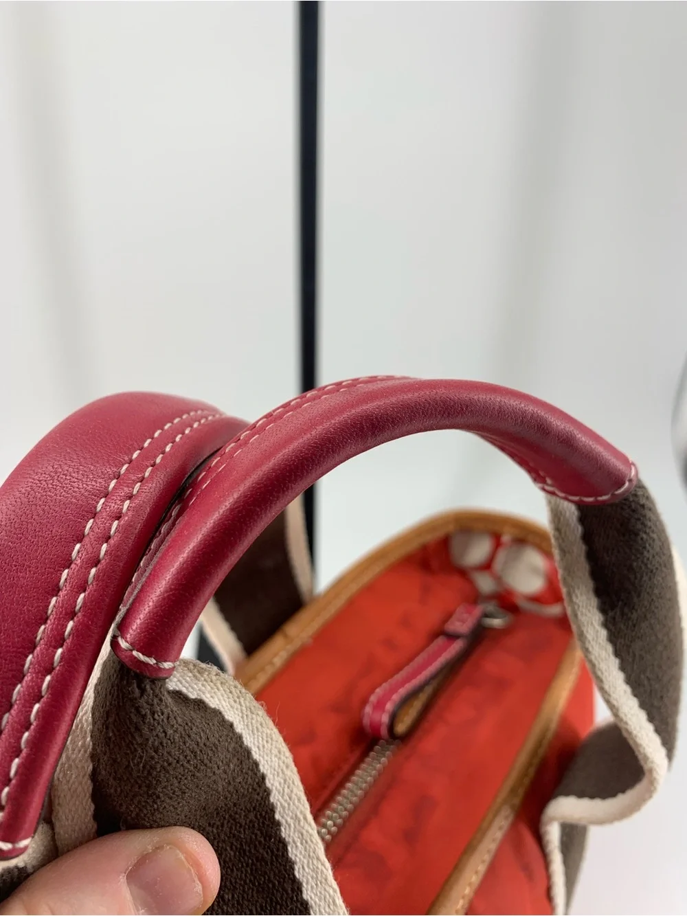 Coach Hampton Mini Tote 6260 Orange Nylon Leather Trim Y2K